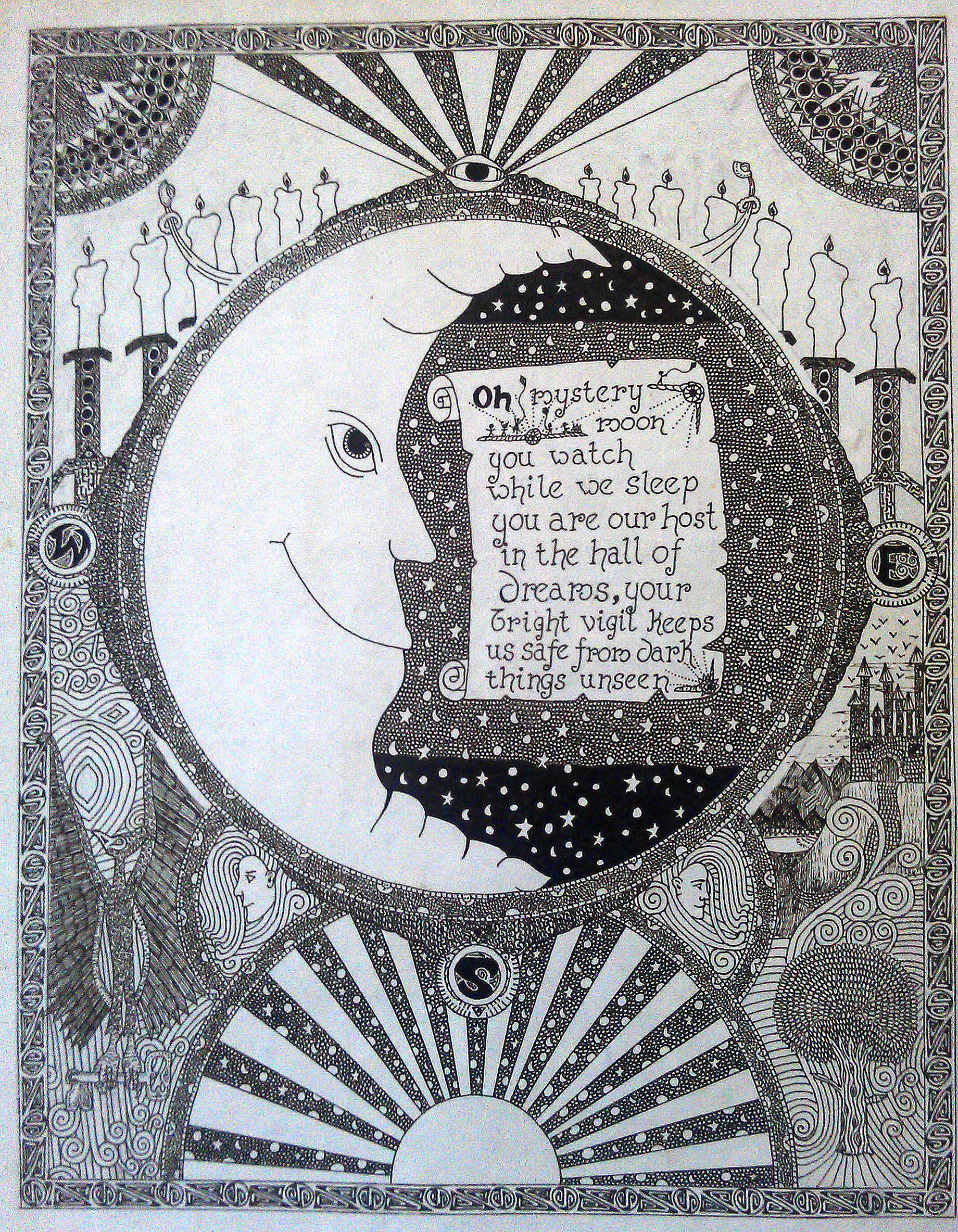 Celtic style moon and other cosmic stylings